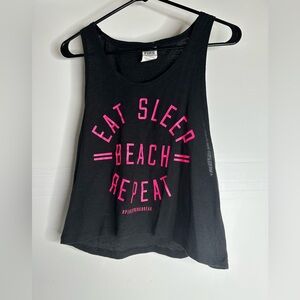 Victoria's Secret PINK Eat Sleep Beach Repeat Crop Tank Top-Black-Size XS.